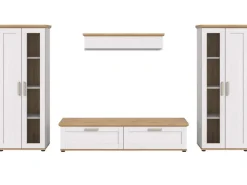 Inn.Furn Wohnwand in Weiß Lärche Landhaus 4-teilig 316 cm Mirano* Wohnwände|Vitrinen