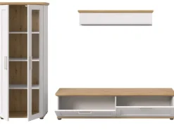 Inn.Furn Wohnwand 3-teilig in Weiß Lärche Landhaus 240 cm Mirano* Schweberegale