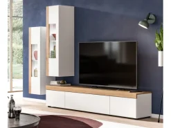 Inn.Furn Wohnwand 3-teilig in Weiß und Eiche 270 cm Siena* Wohnwände
