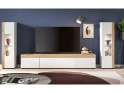 Inn.Furn Wohnwand 3-teilig in Weiß und Eiche 270 cm Siena* Wohnwände