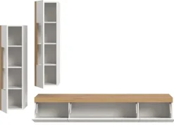 Inn.Furn Wohnwand 3-teilig in Weiß und Eiche 270 cm Siena* Wohnwände
