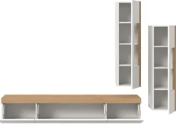 Inn.Furn Wohnwand 3-teilig in Weiß und Eiche 270 cm Siena* Wohnwände