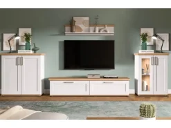 Inn.Furn Wohnwand 4-teilig in Weiß Lärche Landhaus 336 cm Mirano* Wohnwände