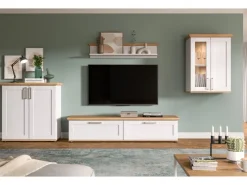 Inn.Furn Wohnwand 4-teilig in Weiß Lärche Landhaus 336 cm Mirano* Wohnwände