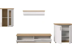 Inn.Furn Wohnwand 4-teilig in Weiß Lärche Landhaus 336 cm Mirano* Wohnwände