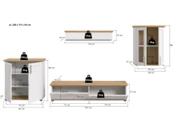 Inn.Furn Wohnwand 4-teilig in Weiß Lärche Landhaus 336 cm Mirano* Wohnwände