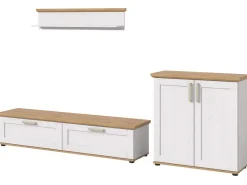 Inn.Furn Wohnwand 3-teilig in Weiß Lärche Landhaus 260 cm Mirano