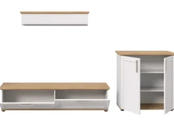 Inn.Furn Wohnwand 3-teilig in Weiß Lärche Landhaus 260 cm Mirano