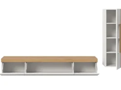 Inn.Furn Wohnwand 2-teilig in Weiß und Eiche 225 cm Siena