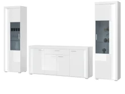 Inn.Furn Wohnwand Weiß Hochglanz 3-teilig 332 cm mit Soft-Close Sunroof* Wohnwände