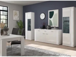 Inn.Furn Wohnwand Weiß Hochglanz 3-teilig 332 cm mit Soft-Close Sunroof* Wohnwände