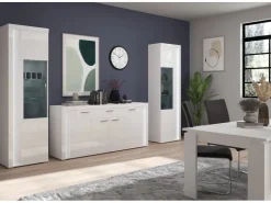 Inn.Furn Wohnwand Weiß Hochglanz 3-teilig 332 cm mit Soft-Close Sunroof* Wohnwände