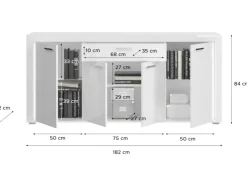 Inn.Furn Wohnwand Weiß Hochglanz 3-teilig 332 cm mit Soft-Close Sunroof* Wohnwände