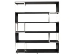 Jet-Line Aktenschrank/Regal Pavia in Schwarz Bezogen mit Kunstleder 220x180x40 cm