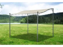 Jet-Line Gartenanbau-Pavillon Lagos aus Alu mit Überdachung 2,5 x 3 Meter in Anthrazit/Beige