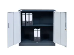 Jet-Line Stahlschrank Kiew in Anthrazit-Weiß 90 x 40 x 90 cm mit Abschließbaren Türen* Büroregale