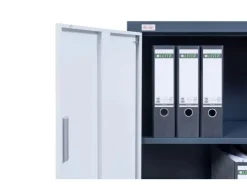 Jet-Line Stahlschrank Kiew in Anthrazit-Weiß 90 x 40 x 90 cm mit Abschließbaren Türen* Büroregale