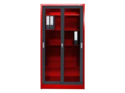 Jet-Line Stahlschrank St Petersburg in Anthrazit-Rot 90 x 40 x 185 cm Abschließbare Türen/Glasfront