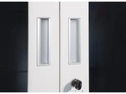 Jet-Line Stahlschrank Ufa in Anthrazit-Weiß 68 x 40 x 90 cm mit Abschließbaren Türen mit Glasfront* Büroregale