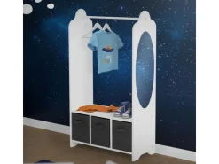 Joyz Kinder Kleiderständer mit Ablage Fächer Spiegel Weltraum 63x30x115 cm Weiß* Garderoben