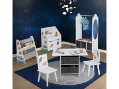 Joyz Kinder Kleiderständer mit Ablage Fächer Spiegel Weltraum 63x30x115 cm Weiß* Garderoben