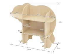 Joyz Kinderregal Bär 2 Ebenen Natur 110x 32x83 cm Holz Regal mit Offenen Regalen* Holzregale