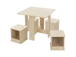Joyz Kindersitzgruppe 5 Teilig 1 Tisch und 4 Hockern Kindertischgruppe Holz* Hocker