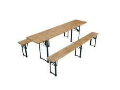 Juskys Bierzeltgarnitur Passau 3 teilig klappbar mit lackiertem Tannenholz 220 cm* Klarlacke