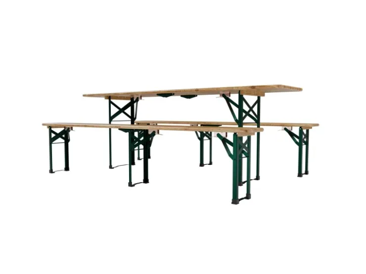 Juskys Bierzeltgarnitur Passau 3 teilig klappbar mit lackiertem Tannenholz 220 cm* Klarlacke