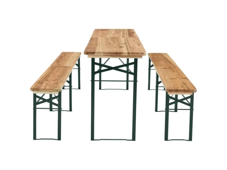 Juskys Bierzeltgarnitur Passau 3 teilig klappbar mit lackiertem Tannenholz 220 cm* Klarlacke