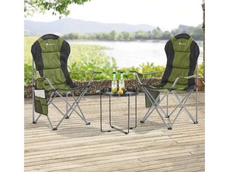 Juskys Campingstuhl Lido mit Flaschenhalterung und Tragetasche