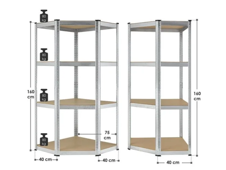 Juskys Eckregal Lagerregal Corner Easy 160 x 75 x 40 bis 75 cm