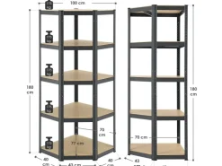 Juskys Eckregal Lagerregal Corner Basic 180 x 70 x 40 cm in