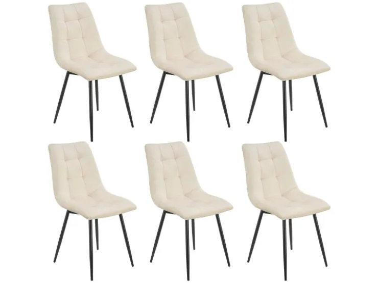 Juskys Esszimmerstuhl Blanca 6er Set mit Samt