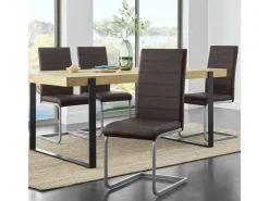 Juskys Freischwinger Stuhl Vegas 4er Set aus Kunstleder* Stühle