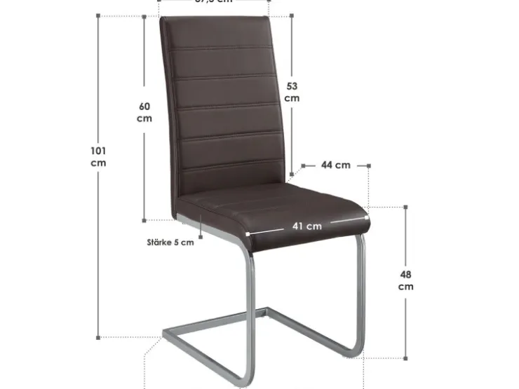 Juskys Freischwinger Stuhl Vegas 4er Set aus Kunstleder* Stühle