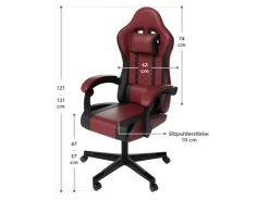 Juskys Gamingstuhl HyperSeat Bordeaux/Schwarz* Kissen