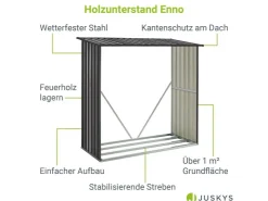 Juskys Holzunterstand Enno aus Stahl Grau* Holzregale