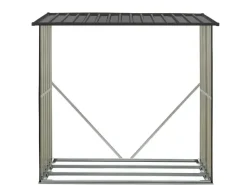 Juskys Holzunterstand Enno aus Stahl Grau* Holzregale