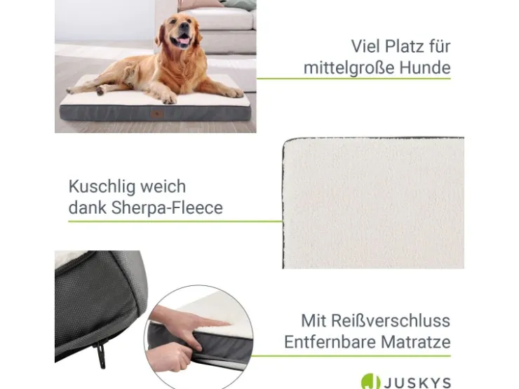 Juskys Hundebett Milow Orthopädisch Wendbar 92x69 cm* Kissen|Hundebedarf