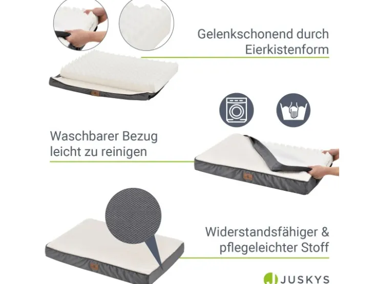 Juskys Hundebett Milow Orthopädisch Wendbar 92x69 cm* Kissen|Hundebedarf