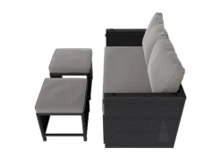 Juskys 2in1 Polyrattan Relax Gartenmöbel Set Jamaika Schwarz Grau* Sofas