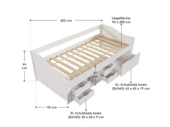 Juskys Kinder Funktionsbett Nalu 90x200 cm* Betten