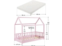 Juskys Kinderbett Marli 80 x 160 cm mit Matratze