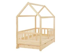 Juskys Kinderbett Marli 80 x 160 cm mit Bettkasten und Matratze