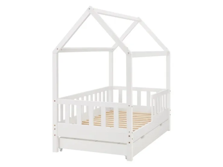 Juskys Kinderbett Marli 80 x 160 cm mit Bettkasten und Matratze