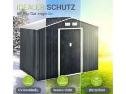 Juskys Metall Geräteschuppen Gerätehaus XL mit Satteldach in* Aufbewahrung