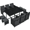 Juskys Polyrattan Essgruppe Baracoa XL 11 Teilig Schwarz