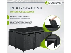 Juskys Polyrattan Essgruppe Baracoa XL 11 Teilig Schwarz