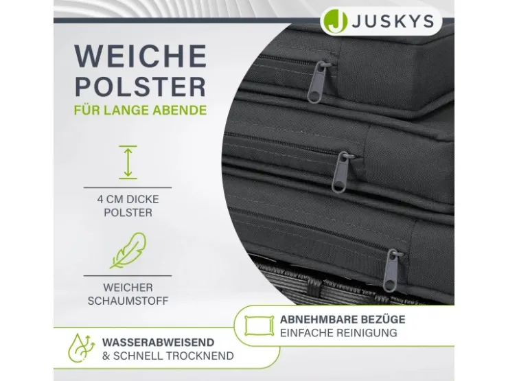 Juskys Polyrattan Essgruppe Baracoa XL 11 Teilig Schwarz